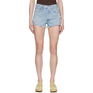 Agolde Denim Shorts Blue Parker Vintage Fit Cut Off Distressed Size 26